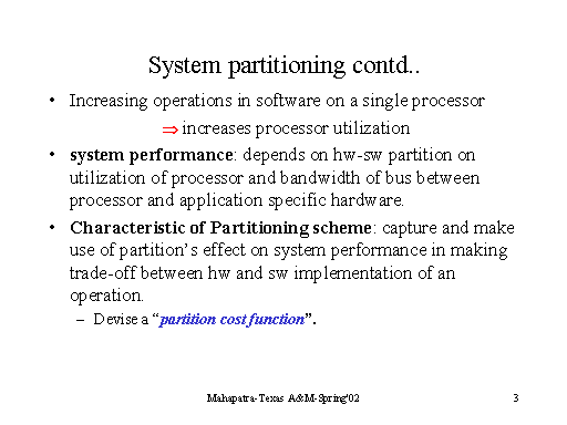 System partitioning contd..