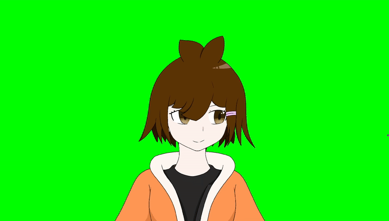Anime girl up and down with her hair reacting to the bouncing