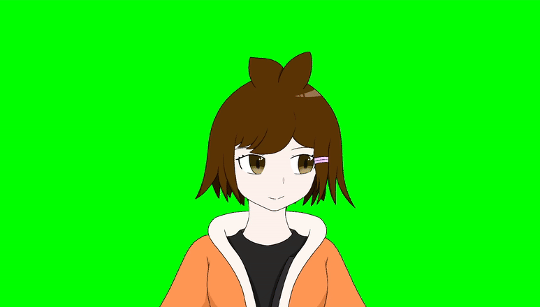 Anime girl looking at mouse on a desktop screen